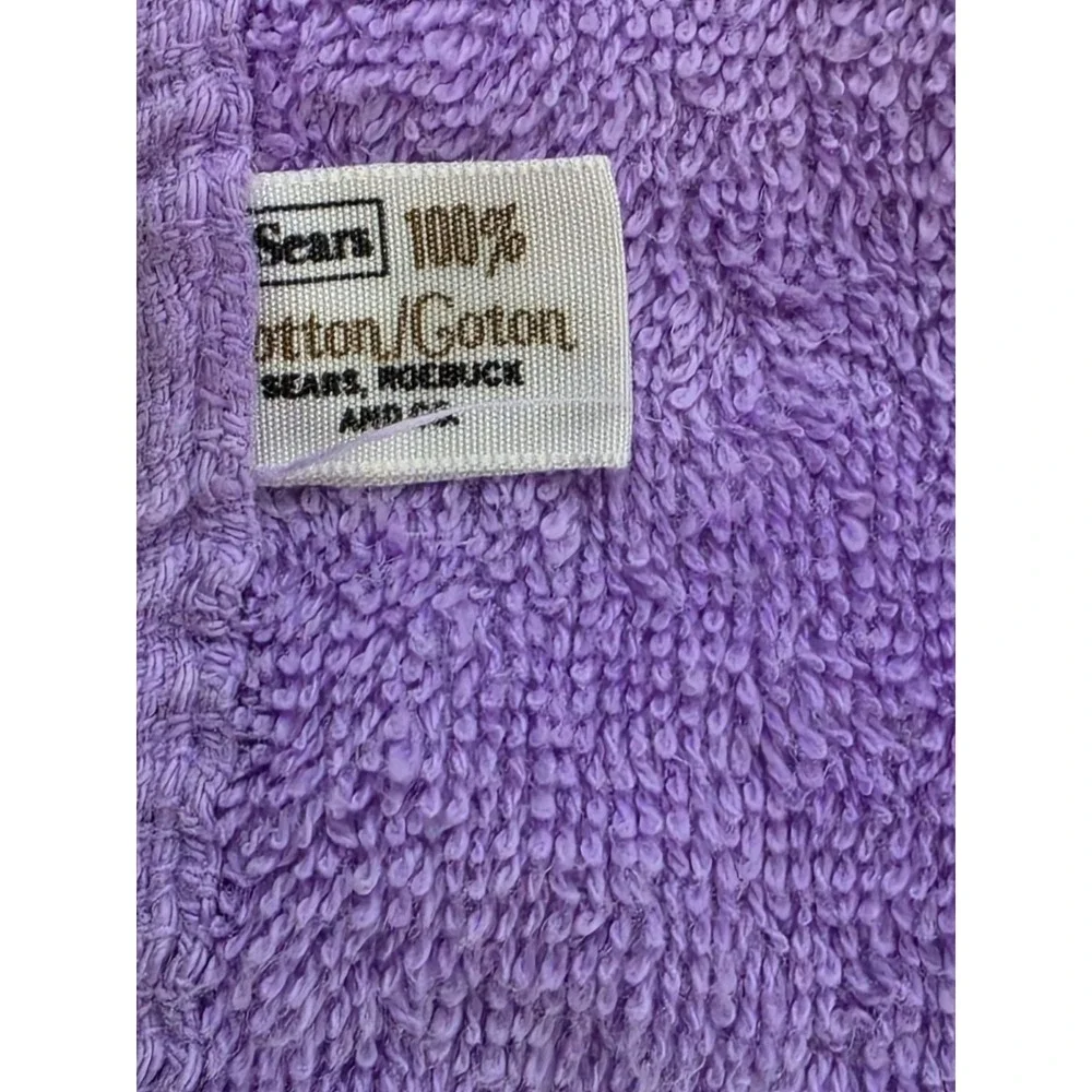 Vintage Sears Purple Cotton Towel 4 Piece Set & Cannon 1 White w/Purple Hand Twl